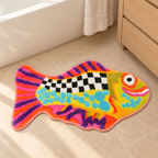 Colorful Fish-Shaped Bath Mat – Fun Bathroom Rugs